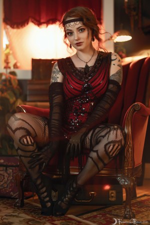 Forbidden Realm 1924 fishnets lace madame redhead gen-the-hobbit genevieve genthehobbit cabaret flapper gatsby 4