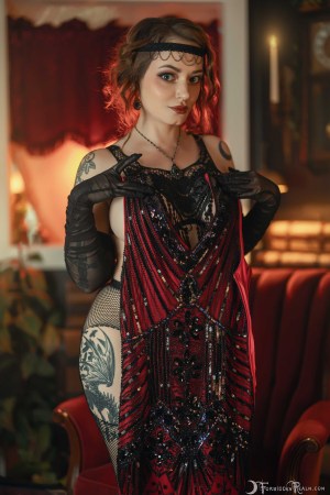 Forbidden Realm 1924 fishnets lace madame redhead gen-the-hobbit genevieve genthehobbit cabaret flapper gatsby 5