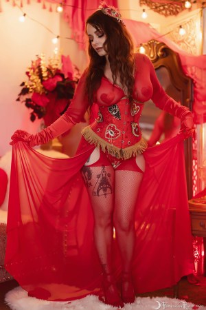 Forbidden Realm Backstage Burlesque corset fishnets heels stockings holiday redhead valentine gen-the-hobbit genevieve genthehobbit cabaret flapper 1