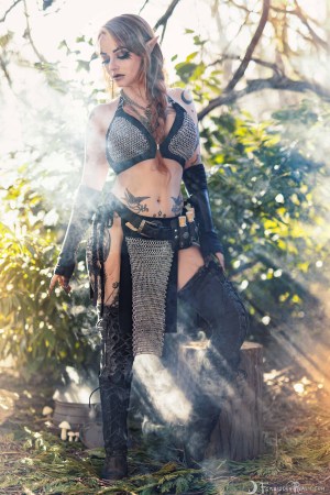 Forbidden Realm Battleborn boots chains face-paint elf warrior redhead nature outdoor gen-the-hobbit genevieve genthehobbit fantasy 3