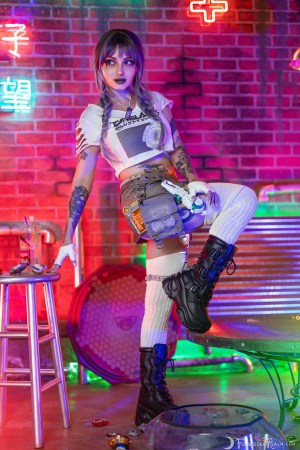Forbidden Realm BladeBae boots knee-socks blade-runner edgy technicolor whimsical purple-hair gen-the-hobbit genevieve genthehobbit cyberpunk industrial 1