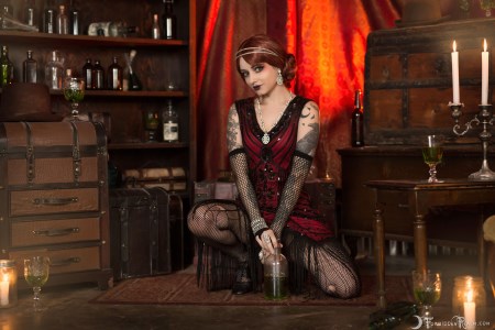 Forbidden Realm Cabaret & Cocktails redhead speakeasy gen-the-hobbit genevieve genthehobbit cabaret flapper gatsby steampunk victorian vintage 2