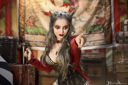 Forbidden Realm Circus Of The Damned corset horns red-lips demon mythological-creature whimsical gen-the-hobbit genevieve genthehobbit occult 5