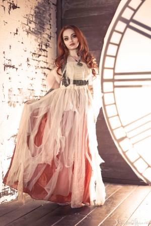 Forbidden Realm Clocktower lace lingerie stockings dreamy redhead gen-the-hobbit genevieve genthehobbit boudoir steampunk 1