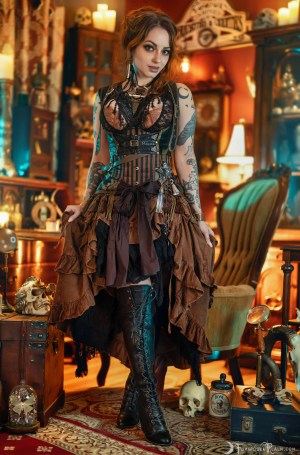 Forbidden Realm Curiosity boots corset curio-cabinets stockings redhead gen-the-hobbit genevieve genthehobbit steampunk 1