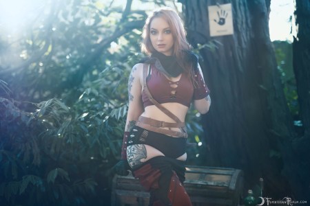 Forbidden Realm Dark Brotherhood boots leather mask assassin redhead nature outdoor gen-the-hobbit genevieve genthehobbit cosplay medieval skyrim 4