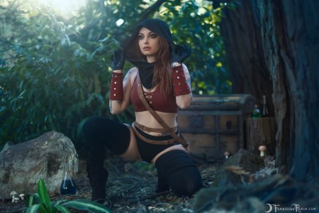 Forbidden Realm Dark Brotherhood boots leather mask assassin redhead nature outdoor gen-the-hobbit genevieve genthehobbit cosplay medieval skyrim 5
