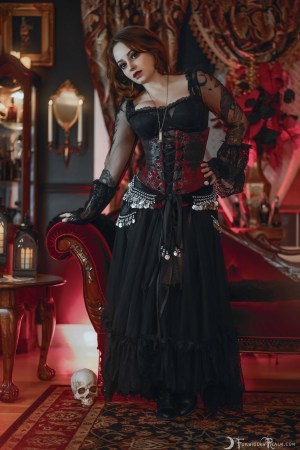 Forbidden Realm Eternal Night black-lace boots candles corset red-lips vampire redhead gen-the-hobbit genevieve genthehobbit gothic 2