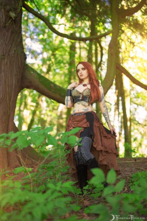 Forbidden Realm Faewild boots face-paint elf woodelf redhead forest nature outdoor gen-the-hobbit genevieve genthehobbit 1