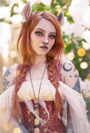 Forbidden Realm Fawn corset whimsical redhead nature outdoor gen-the-hobbit genevieve genthehobbit fantasy victorian 1