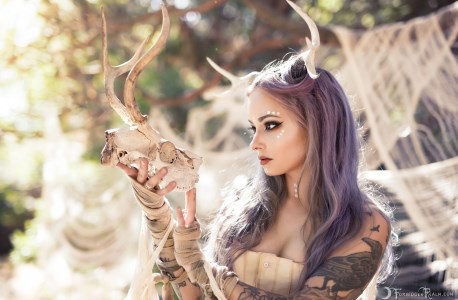 Forbidden Realm Forest Creature antlers mythological-creature purple-hair forest nature outdoor gen-the-hobbit genevieve genthehobbit ethereal fantasy 1