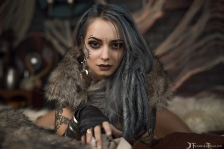 Forbidden Realm Forsworn dreadlocks tattoo viking warrior silver-hair gen-the-hobbit genevieve genthehobbit medieval skyrim tribal 6