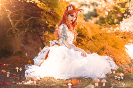 Forbidden Realm Ginger Fox lace leaves lingerie autumn whimsical redhead outdoor gen-the-hobbit genevieve genthehobbit feminine 2