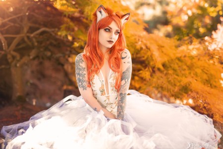 Forbidden Realm Ginger Fox lace leaves lingerie autumn whimsical redhead outdoor gen-the-hobbit genevieve genthehobbit feminine 3