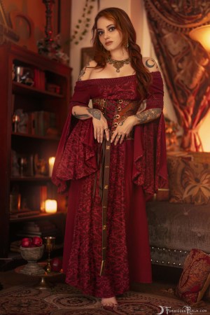 Forbidden Realm Lady Carmine corset knee-socks maiden redhead gen-the-hobbit genevieve genthehobbit renaissance 1
