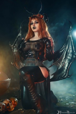 Forbidden Realm Night Creature fangs horns smoke demon edgy holiday redhead halloween outdoor gen-the-hobbit genevieve genthehobbit fantasy 4