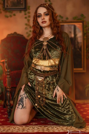 Forbidden Realm Oil Painting body-chain elf-ears oil maiden redhead gen-the-hobbit genevieve genthehobbit exotic renaissance 2