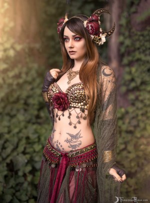 Forbidden Realm Persephone horns goddess autumn dreamy brunette nature outdoor gen-the-hobbit genevieve genthehobbit mythology 1