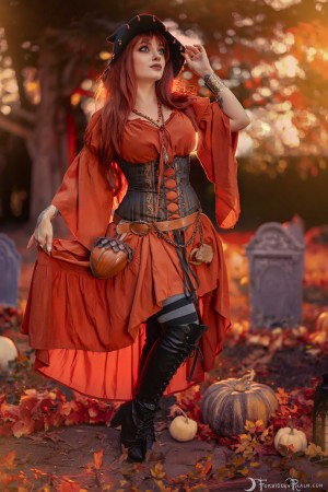 Forbidden Realm Pumpkin Witch boots corset knee-socks witch autumn holiday redhead halloween outdoor gen-the-hobbit genevieve genthehobbit gothic 1
