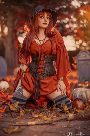 Forbidden Realm Pumpkin Witch boots corset knee-socks witch autumn holiday redhead halloween outdoor gen-the-hobbit genevieve genthehobbit gothic 4