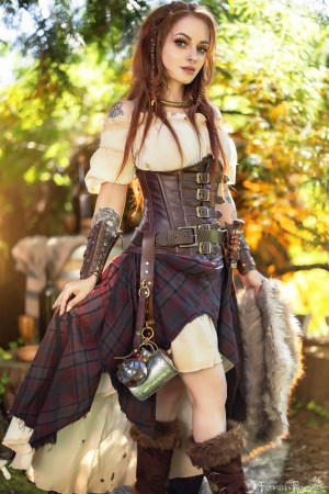 Forbidden Realm Queen Of Cups corset maiden redhead nature outdoor gen-the-hobbit genevieve genthehobbit medieval skyrim 2