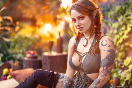 Forbidden Realm RenFaire Rest body-chain dreamy redhead nature outdoor gen-the-hobbit genevieve genthehobbit renaissance 5