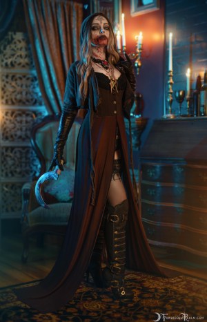 Forbidden Realm Resident Evil Village boots candles red-lips vampire brunette gen-the-hobbit genevieve genthehobbit horror occult supernatural victorian 1