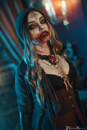 Forbidden Realm Resident Evil Village boots candles red-lips vampire brunette gen-the-hobbit genevieve genthehobbit horror occult supernatural victorian 2