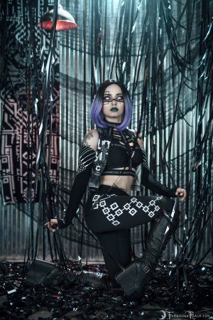 Forbidden Realm Sentient android cyborg purple-hair gen-the-hobbit genevieve genthehobbit cyberpunk futuristic industrial scifi 4