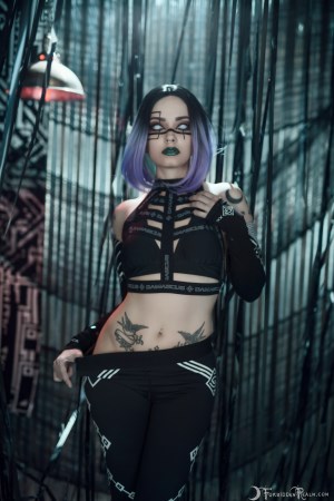 Forbidden Realm Sentient android cyborg purple-hair gen-the-hobbit genevieve genthehobbit cyberpunk futuristic industrial scifi 5
