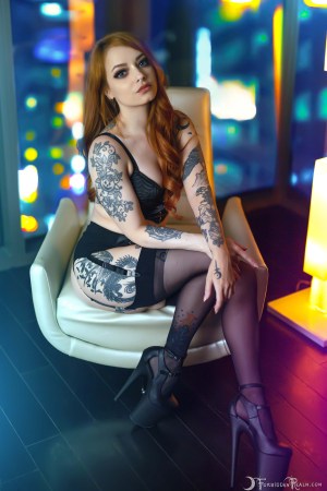 Forbidden Realm Sin City heels lingerie stockings redhead hotel gen-the-hobbit genevieve genthehobbit boudoir 3