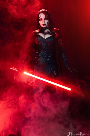Forbidden Realm Sith Lord corset face-paint leather red-eyes smoke assassin edgy redhead gen-the-hobbit genevieve genthehobbit scifi 1