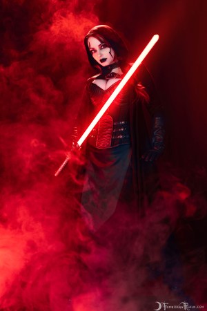 Forbidden Realm Sith Lord corset face-paint leather red-eyes smoke assassin edgy redhead gen-the-hobbit genevieve genthehobbit scifi 2