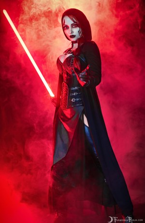 Forbidden Realm Sith Lord corset face-paint leather red-eyes smoke assassin edgy redhead gen-the-hobbit genevieve genthehobbit scifi 3