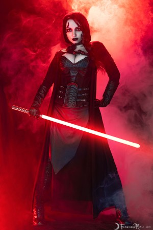 Forbidden Realm Sith Lord corset face-paint leather red-eyes smoke assassin edgy redhead gen-the-hobbit genevieve genthehobbit scifi 4