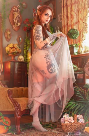 Forbidden Realm Sonnet knee-socks lingerie elf delicate redhead gen-the-hobbit genevieve genthehobbit tea-party 3