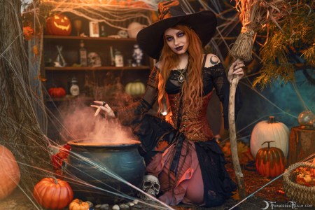 Forbidden Realm Spellbound boots corset knee-socks witch autumn holiday whimsical redhead halloween gen-the-hobbit genevieve genthehobbit 2