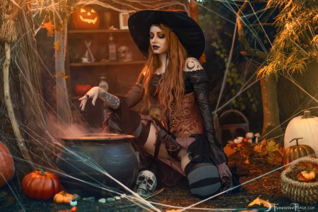 Forbidden Realm Spellbound boots corset knee-socks witch autumn holiday whimsical redhead halloween gen-the-hobbit genevieve genthehobbit 4