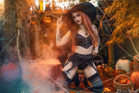 Forbidden Realm Spellbound boots corset knee-socks witch autumn holiday whimsical redhead halloween gen-the-hobbit genevieve genthehobbit 5