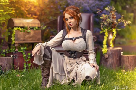 Forbidden Realm Springtide Fae elf-ears knee-socks redhead nature outdoor gen-the-hobbit genevieve genthehobbit ethereal fantasy 1