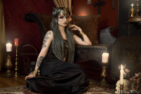 Forbidden Realm Succubus candles horns mask stockings mythological-creature succubus gen-the-hobbit genevieve genthehobbit macabre 4