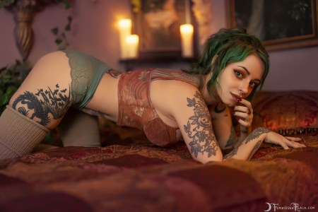 Forbidden Realm Sultry knee-socks lingerie green-hair bed gen-the-hobbit genevieve genthehobbit cozy feminine 4