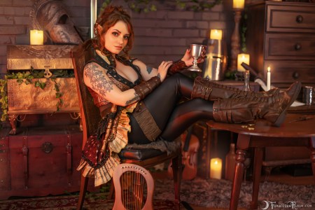Forbidden Realm The Bard boots candles elf-ears leather whimsical redhead gen-the-hobbit genevieve genthehobbit fantasy renaissance 1