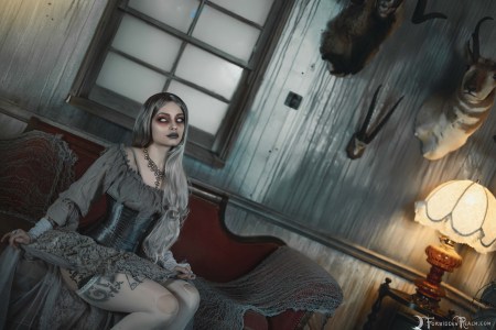 Forbidden Realm The Haunting corset lace stockings silver-hair halloween gen-the-hobbit genevieve genthehobbit macabre occult 1