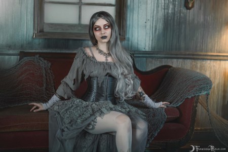 Forbidden Realm The Haunting corset lace stockings silver-hair halloween gen-the-hobbit genevieve genthehobbit macabre occult 2
