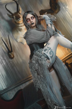 Forbidden Realm The Haunting corset lace stockings silver-hair halloween gen-the-hobbit genevieve genthehobbit macabre occult 3
