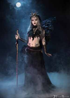 Forbidden Realm The Morrigan feathers smoke mythological-creature silver-hair halloween gen-the-hobbit genevieve genthehobbit gothic occult supernatural 1