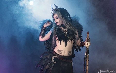 Forbidden Realm The Morrigan feathers smoke mythological-creature silver-hair halloween gen-the-hobbit genevieve genthehobbit gothic occult supernatural 3