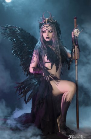 Forbidden Realm The Morrigan feathers smoke mythological-creature silver-hair halloween gen-the-hobbit genevieve genthehobbit gothic occult supernatural 4