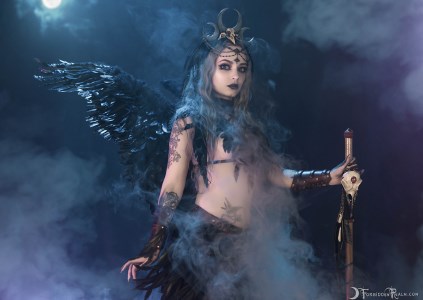 Forbidden Realm The Morrigan feathers smoke mythological-creature silver-hair halloween gen-the-hobbit genevieve genthehobbit gothic occult supernatural 5